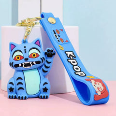 2026 KPOP Demon Hunters Keychain, Tiger Character PVC Figure Keychain, Cute Harajuku Style Key Ring for Kids & Fans Halloween
